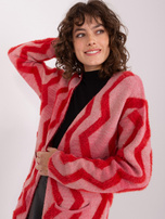 Hurt Czerwony miękki kardigan we wzory 