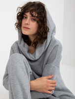 Hurt Szary dresowy komplet basic z asymetryczną bluzą