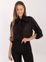 Czarna przezroczysta koszula z wiązaniem