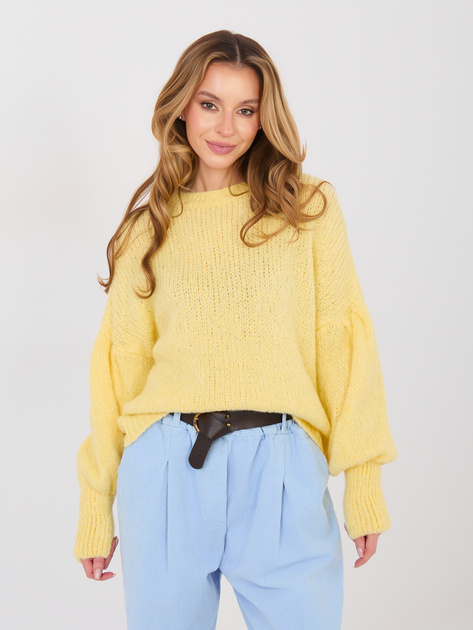 Pastelowy żółty damski sweter oversize