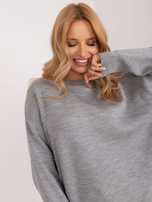 Hurt Szary gładki sweter klasyczny z domieszką wełny