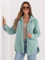 Miętowa koszulowa kurtka z dzianiny boucle RUE PARIS