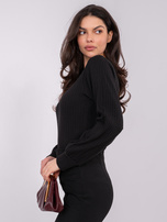 Czarna bluzka longsleeve w prążek RUE PARIS 