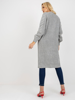 Hurtownia Szary długi kardigan z warkoczami RUE PARIS