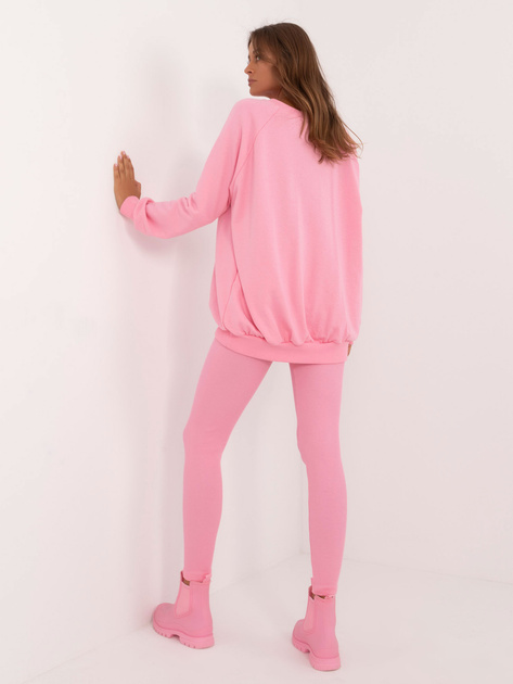 Hurt Różowy damski komplet dresowy z bluzą oversize
