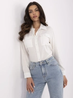 Ecru button-up shirt with a linen blend.
