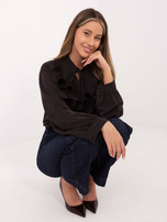 Czekoladowa koszula z plisowanym żabotem