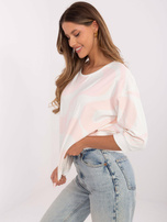 Hurt Jasnoróżowo-ecru bawełniana bluzka z rękawem 3/4