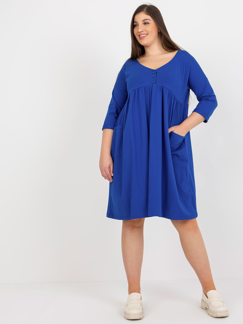 Hurt Ciemnoniebieska sukienka plus size basic z rękawem 3/4