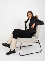 Hurt Czarna pikowana kurtka przejściowa z futerkiem na kapturze