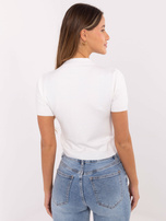 Ecru damski sweter z krótkim rękawem