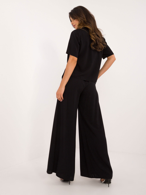 Hurt Czarny damski komplet letni z rozpinaną koszulą