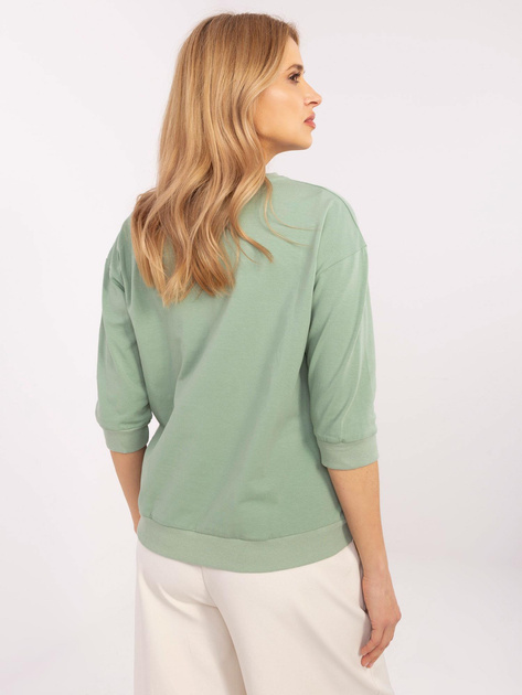 Hurt Pistacjowa damska bluzka z okrągłym dekoltem