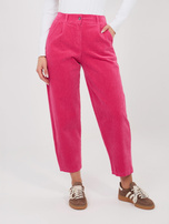 Fuksjowe sztruksowe spodnie typu marchewki RUE PARIS 