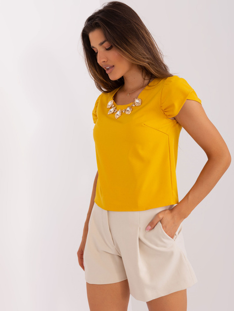 Hurtownia Ciemnożółta damska bluzka wizytowa