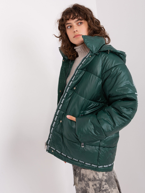 Hurtownia Ciemnozielona kurtka zimowa pikowana