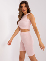 Light pink melange casual set with a sweatshirt.