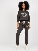 Hurt Khaki bawełniany komplet dresowy ze spodniami