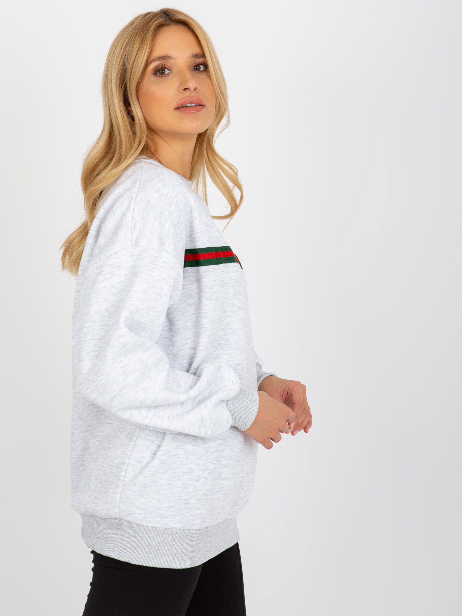 Jasnoszara dresowa bluza damska oversize bez kaptura
