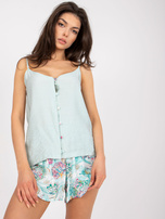 Turkusowa dwuczęściowa piżama z szortami