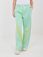 Miętowe dresowe spodnie z prostą nogawką RUE PARIS 