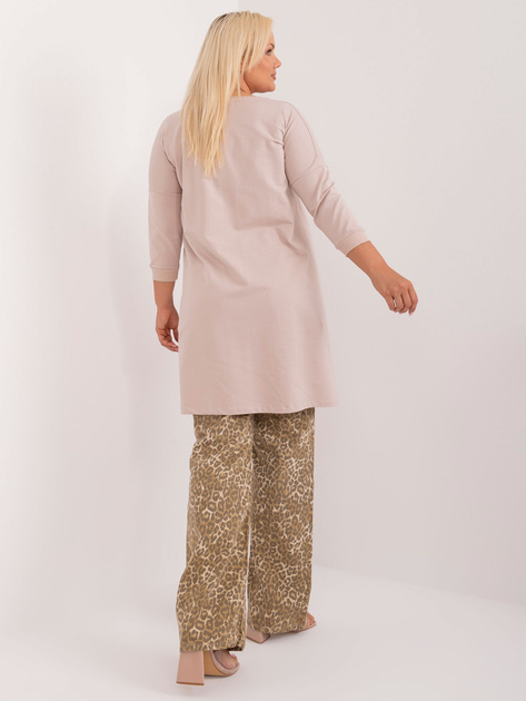 Hurt Beżowa asymetryczna bluzka plus size z okrągłym dekoltem