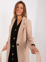 Hurt Beżowy płaszcz z zapięciem na guzik OCH BELLA