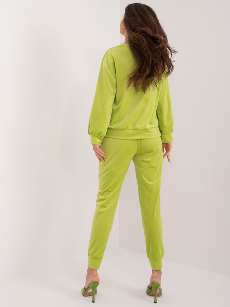 Hurt Limonkowy komplet welurowy z bluzą i spodniami