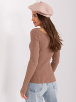 Hurtownia Beżowy damski beret z kaszmirem