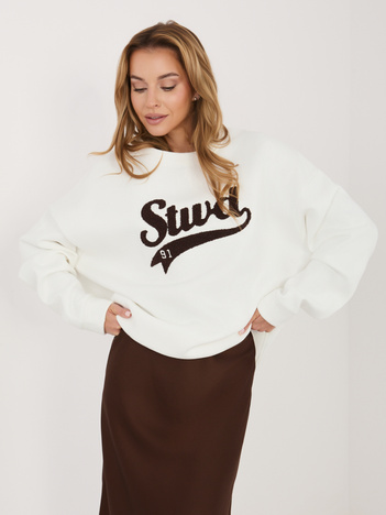 Ecru damska bluza oversize z ociepleniem RUE PARIS 