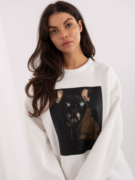 Ecru dresowa bluza oversize bez kaptura