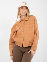 Ceglasta bawełniana koszula z gumką na dole RUE PARIS 