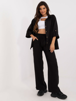 Hurt Czarny dwuczęściowy komplet letni z koszulą oversize