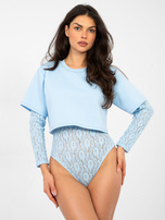 Pastelowe niebieskie body z zapięciem na haftki