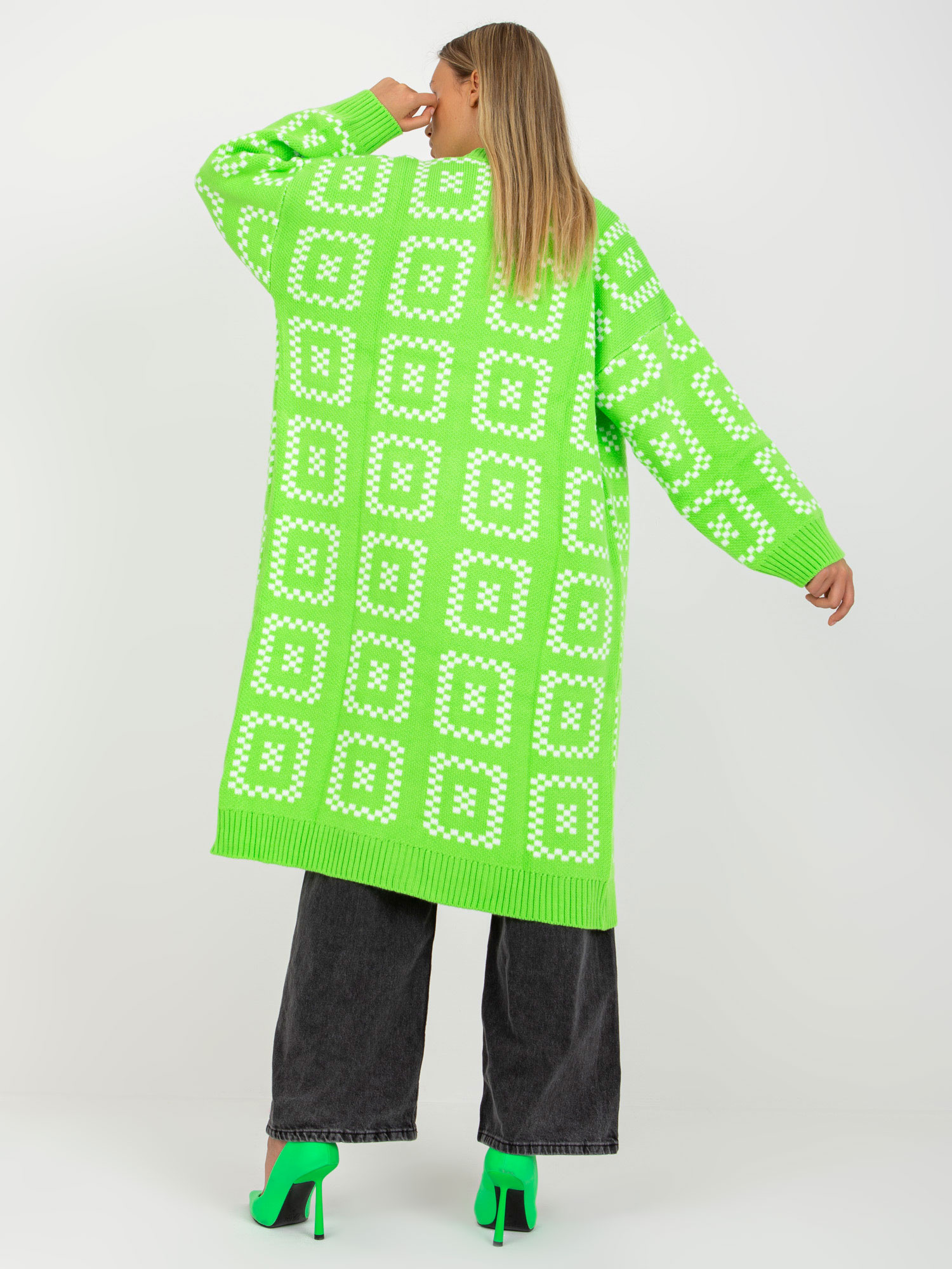 Hurtownia online Fluo zielony długi kardigan oversize RUE PARIS 