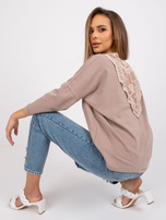 Dunkelbeige Bluse aus Baumwolle Sylvie RUE PARIS.