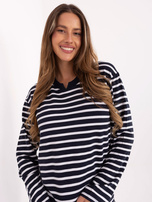 Ecru-granatowa damska bluzka z modalu