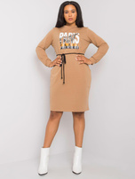 Kamelfarbene Baumwollkleid Lareen.