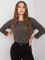 Dark khaki cotton blouse with cantrice inscription