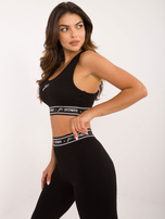 Hurt Czarny sportowy crop top z miseczkami FOR FITNESS
