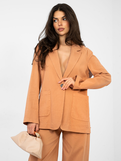 Ceglasta jeansowa marynarka od kompletu RUE PARIS