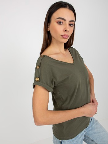Hurt Ciemna khaki codzienna bluzka z krótkim rękawem OCH BELLA