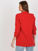 Hurt Czerwona damska marynarka z marszczeniem Adela