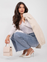 Ecru dopasowana bluzka w prążek