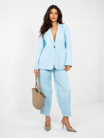 Pastelowa niebieska jeansowa marynarka z kieszeniami RUE PARIS 