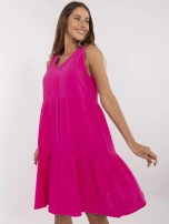 Fuchsia flared dress made of muslin SUBLEVEL.