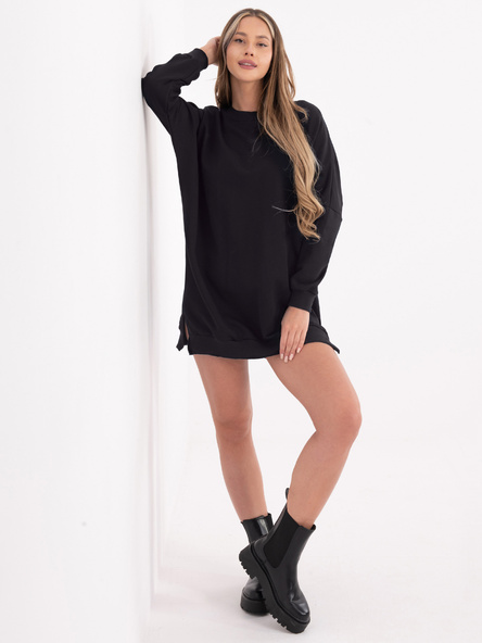 Granatowa dresowa sukienka basic ze ściągaczami 