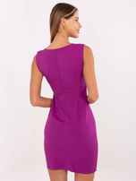 Purple pencil cocktail dress with a bolero.