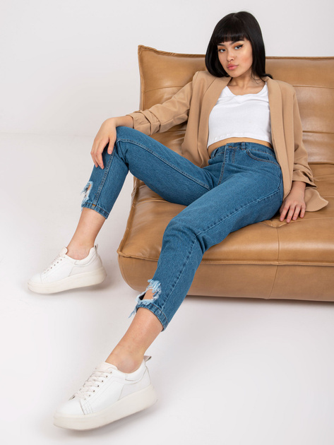 Niebieskie damskie spodnie jeansowe straight leg RUE PARIS