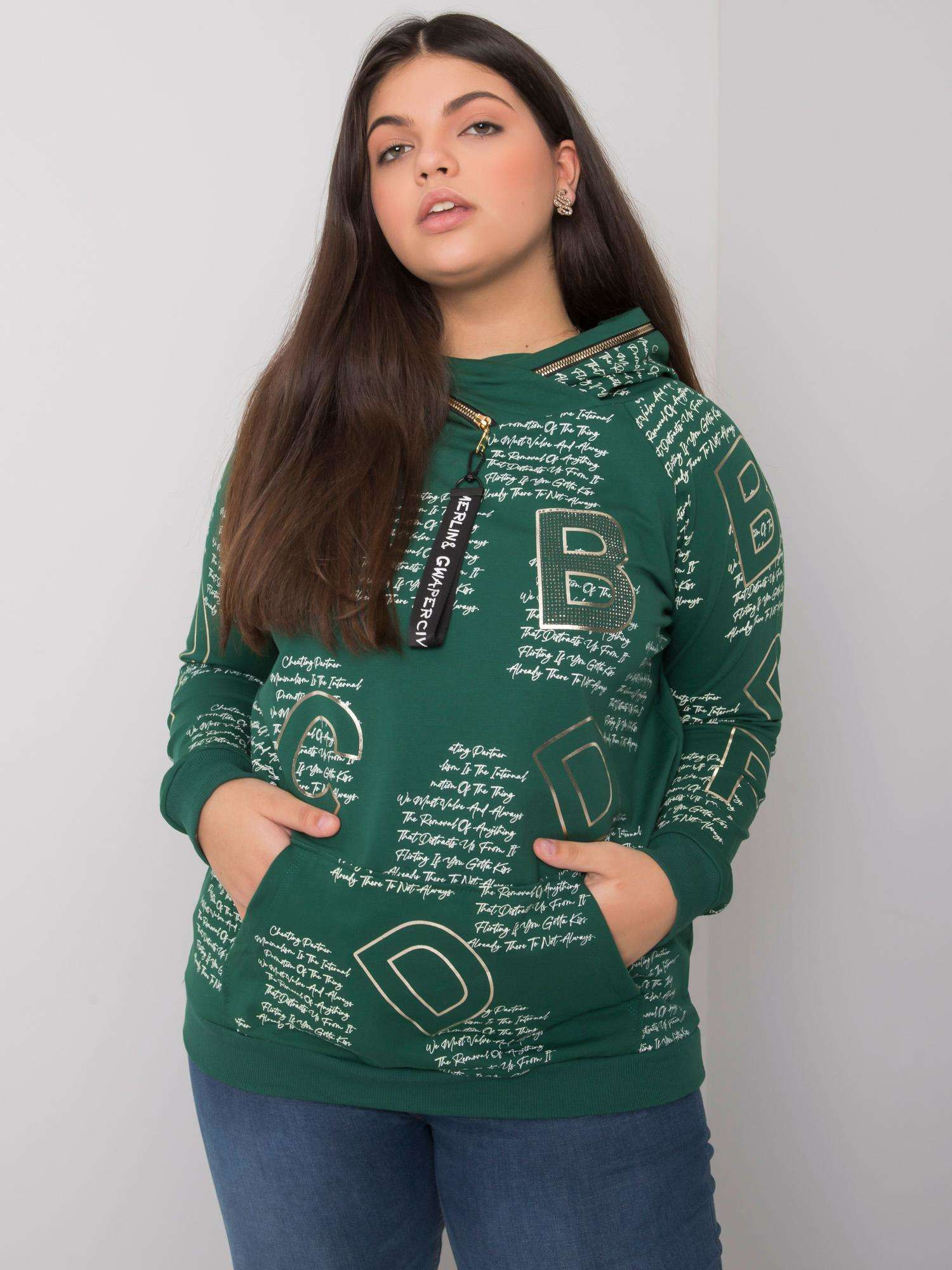 Dark green plus size sweatshirt with Adele applique 